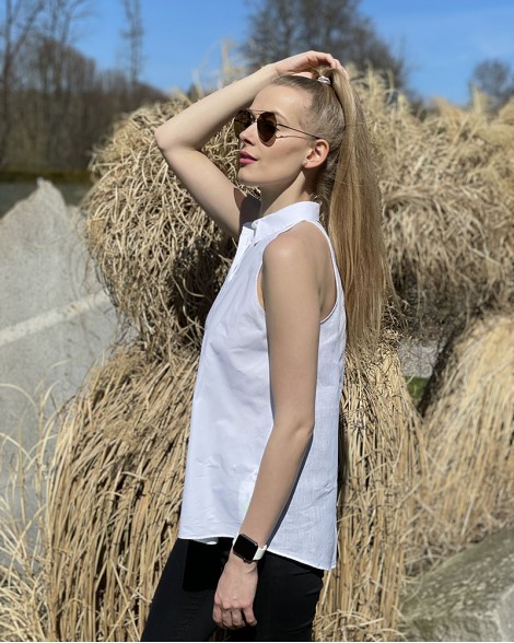 Košile dámská Massimo Dutti bílá bez rukávů